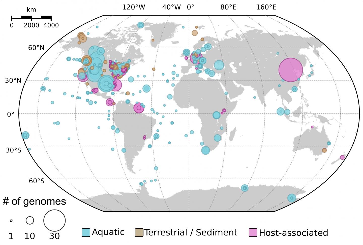 Map Showing Detected Inoviruses across Ecosystems