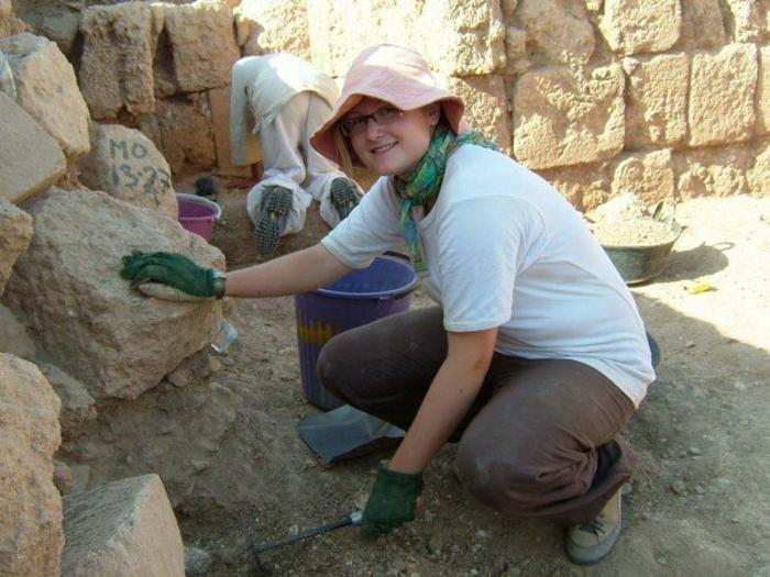 Dr Sophie Lund Rasmussen at the excavation site