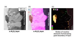 Figure 1.  Cross-sectional microstructure of α-Al2O3 layer formed by ODS Fe15Cr7Al alloy