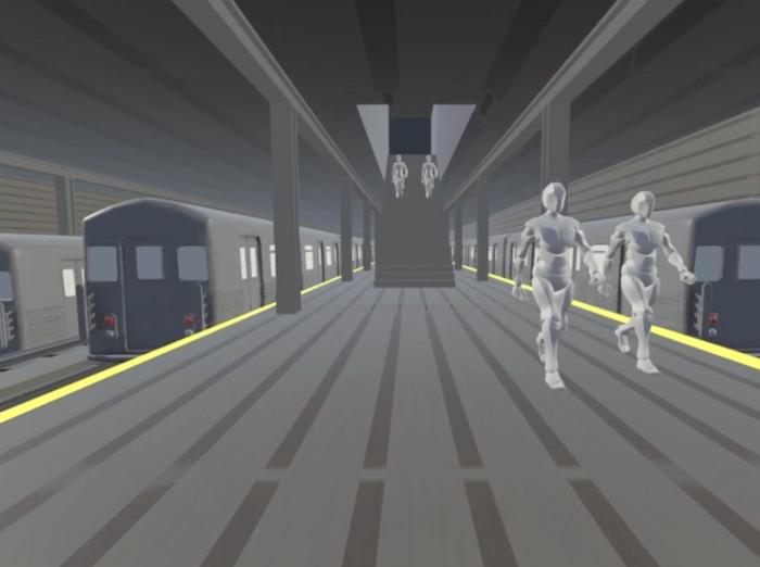 Screenshot depicting VR subway scene