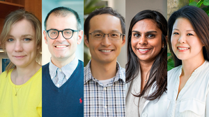 Left to right: Natasha Pavlova, PhD, Benjamin Sanchez Terrones, PhD, Yang Liu, PhD, Ami B. Patel, MD, Djin L. Tay, PhD, RN