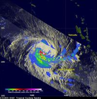 TRMM Sees Heavy Rainfall in Cyclone Sandra on March 11, 2013 at 1312 UTC
