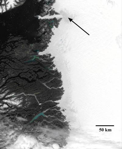 Satellite Image of Ice Melting in Western Greenland
