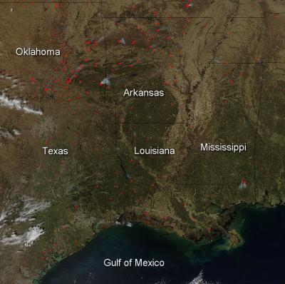 Aqua Sees Fires in Southeastern US