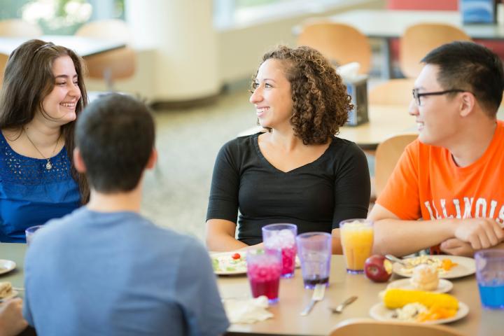 College students in dining hall