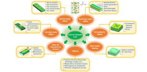 Lithium niobate based devices covering electro-optic, nonlinear, ferroelectric, acousto-optic, visible, rare earth doping devices, etc.