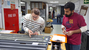 Geoscientists aboard JOIDES Resolution research vessel