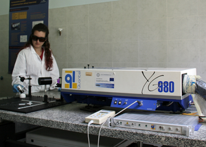 Apparatus for the production of nanocomposites by laser melting.