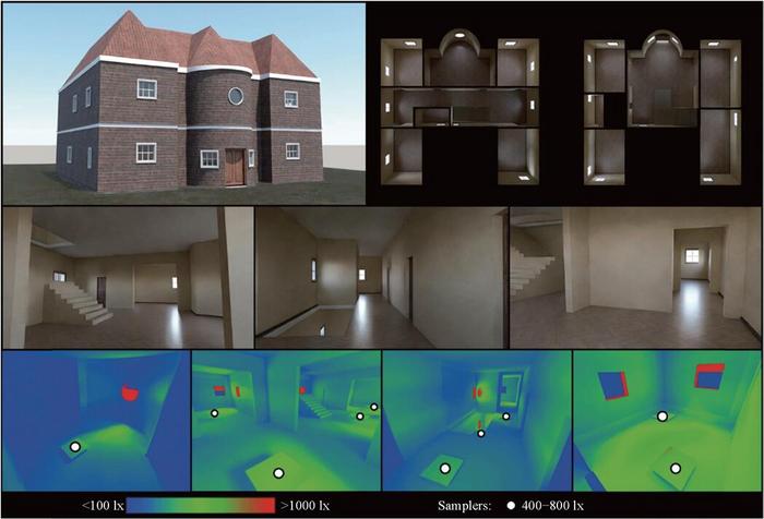 Openings computed on a two-story house using our method