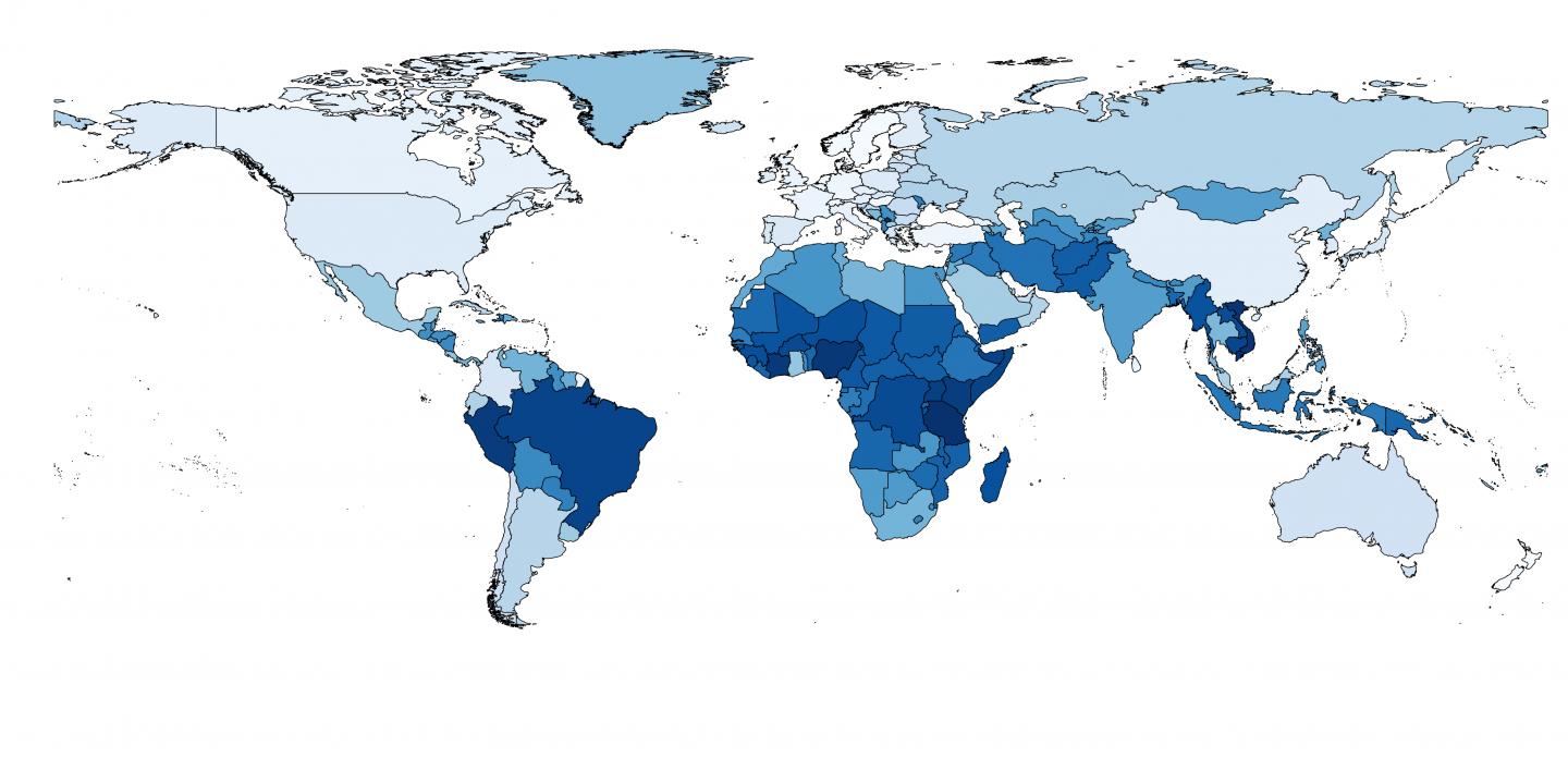 World Map Coloured According to Predicted Antimicrobial Resistance