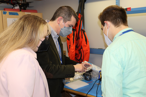 Scott Salesky, NSF CAREER recipient, with University of Oklahoma students Brian Green and Leia Otterstatter.