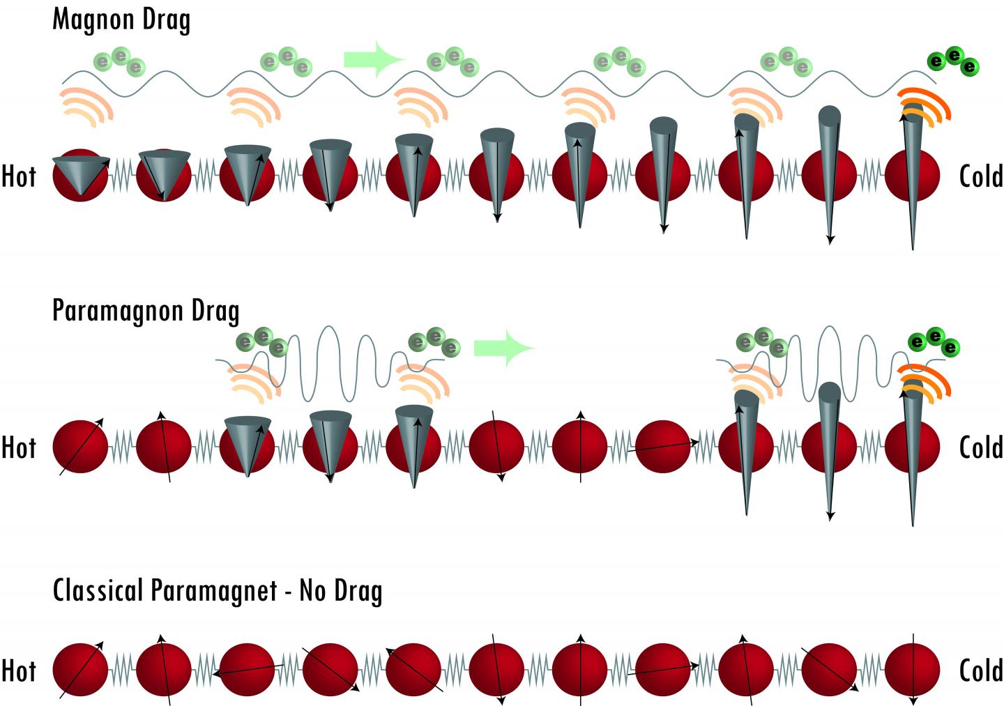 Schematic Representation of Magnon and Paramagnon Drag