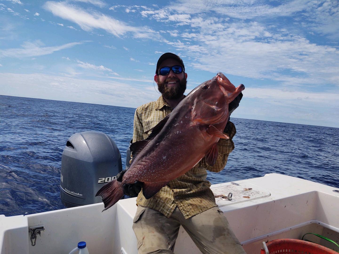 Researcher with a Red Grouper