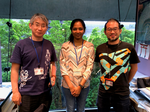 The three researchers—from left, Prof. Ichiro Masai, Dr. Swathy Babu, and Dr. Yuki Takeuchi.