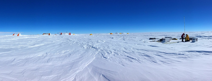 A field camp on the surface of the East Antarctic Ice Sheet, Princess Elizabeth Land.