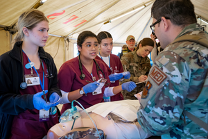 Texas A&M Disaster Day nursing students triage tent