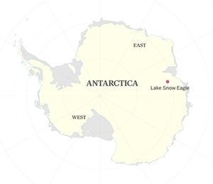 Map showing Lake Snow Eagle in Antarctica