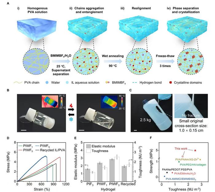 Fabrication and mechanical properties of IL/PVA hydrogels