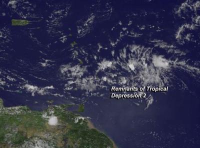 GOES Image of Remnants of TD2