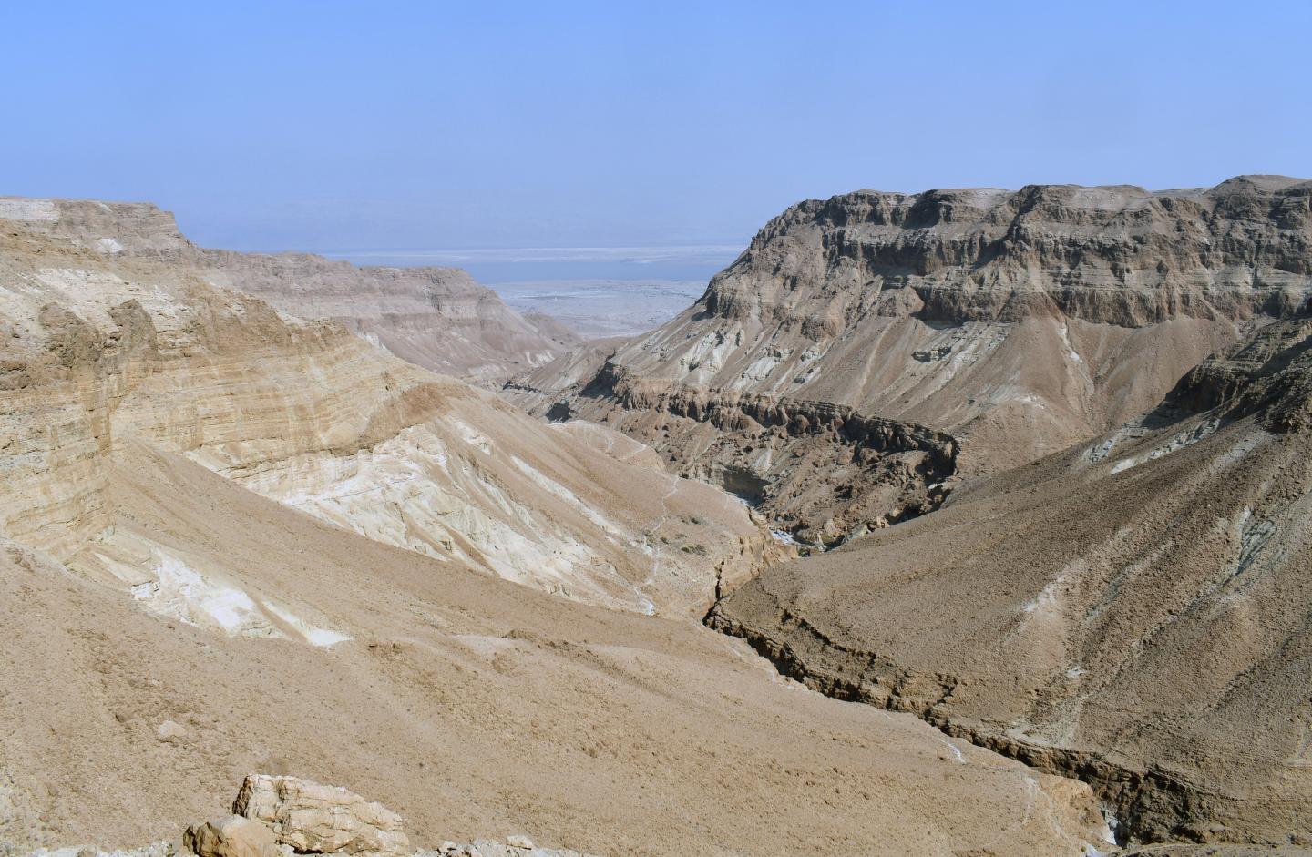 View of the Dead Sea and the southern Judean Desert