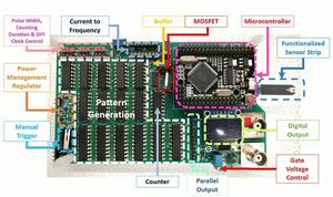 Printed circuit board used in the saliva-based biosensor, which can detect breast cancer biomarkers from extremely small saliva samples