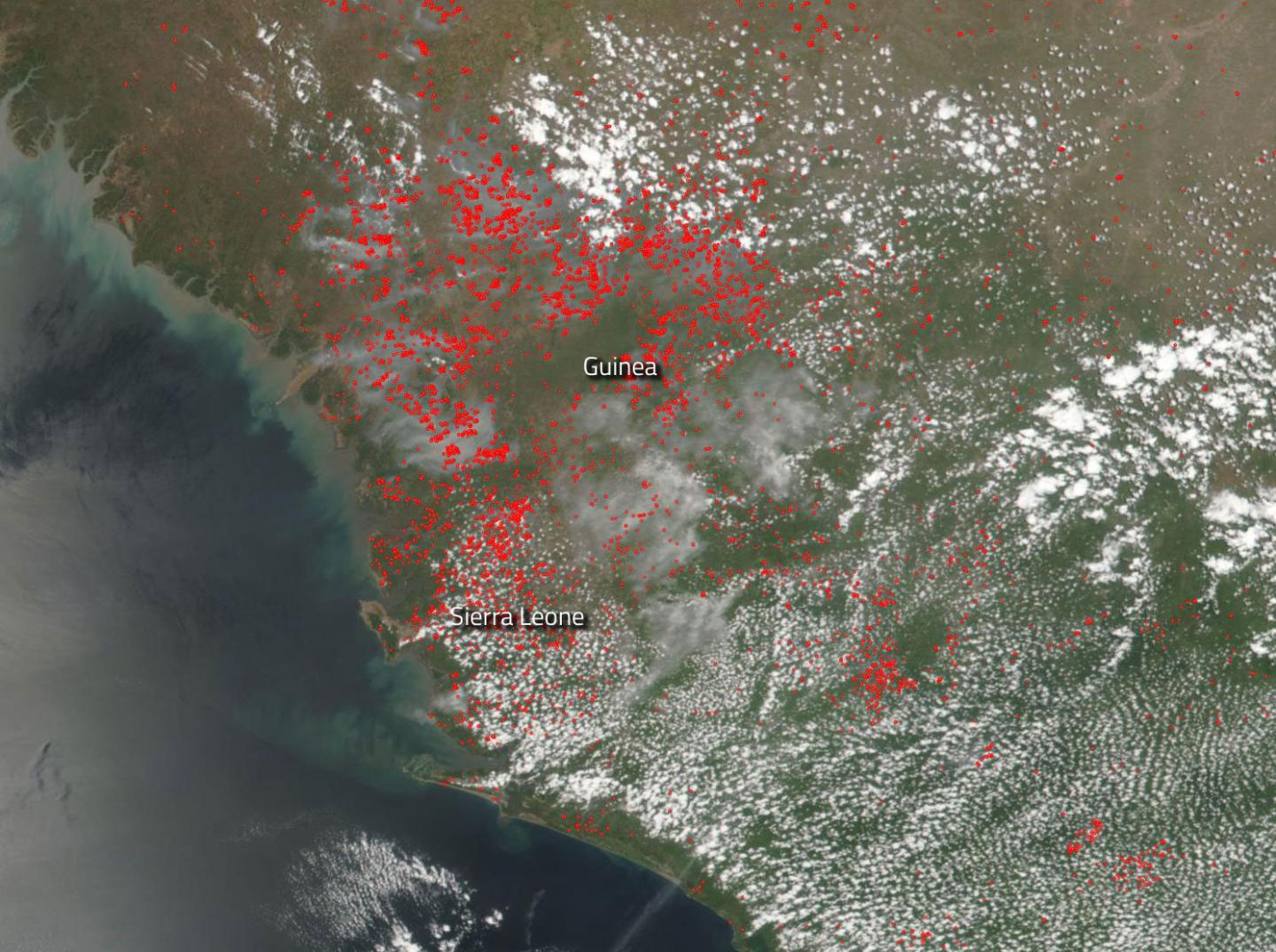 Agricultural fires and smoke across Guinea an | EurekAlert!