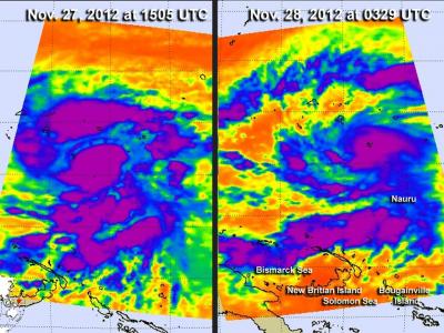 NASA Infrared Images of Tropical Storm Bopha