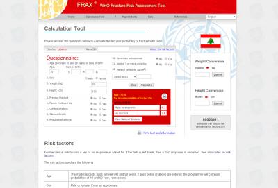 FRAX Calculation Tool Lebanon