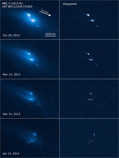 Series of Hubble Space Telescope Images Reveals the Breakup of an Asteroid