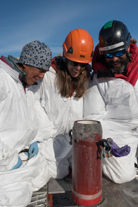 Amy Leventer, Ryan Venturelli, and Brad Rosenheim with a 2 Meter Gravity Core