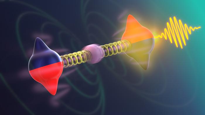 Artistic illustration of Magnon-phonon Fermi resonance in an antiferromagnet.