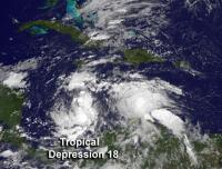 GOES-13 Visible Image of Tropical Depression 18