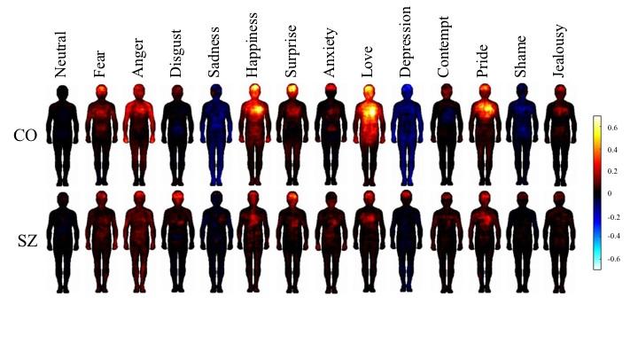 Body Maps of Control Group vs. Subjects with Schizophrenia