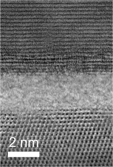 Electron microscopy image of a gallium nitride-boron arsenide heterostructure