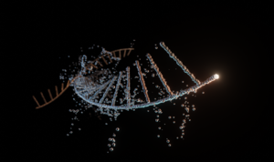 mRNA with its glowing 'cap'