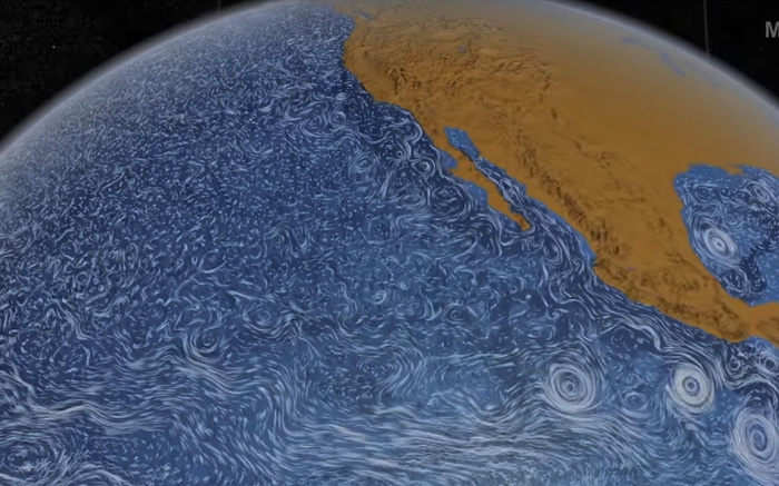 Ocean currents off North and Central America